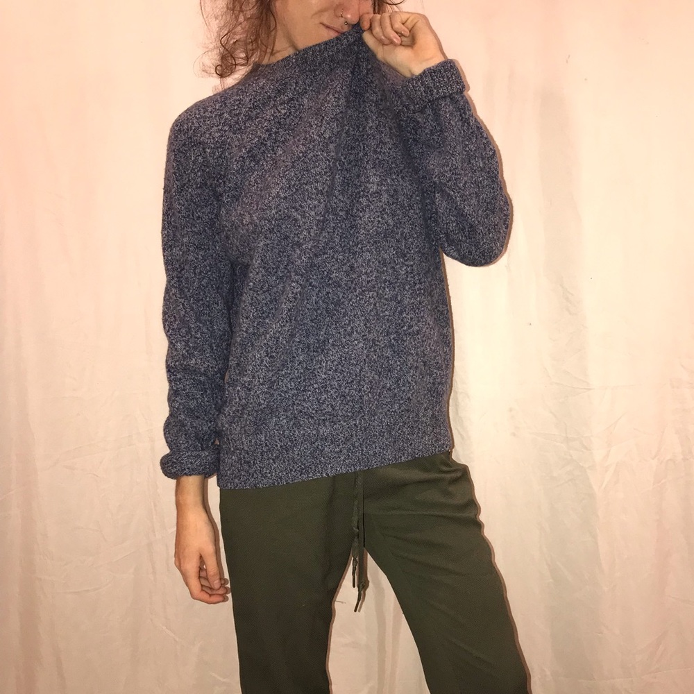 speckled knit oversized navy sweater by JCrew